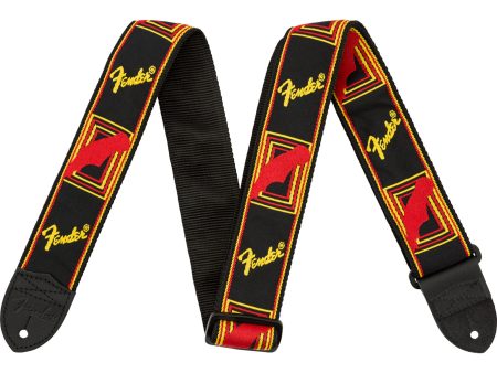 Fender Black Yellow Red Monogrammed Strap Online now